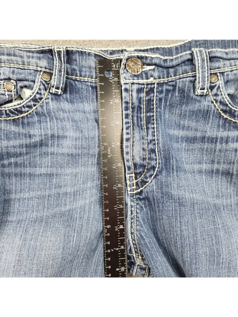 BKE Jeans Women's 34 x 30 Blue Denim Jeans Bootcut Cotton Stretch Drew Buckle - Picture 7 of 9